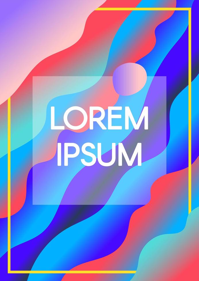 Abstract fluid waves with text frame borders gradient background vector