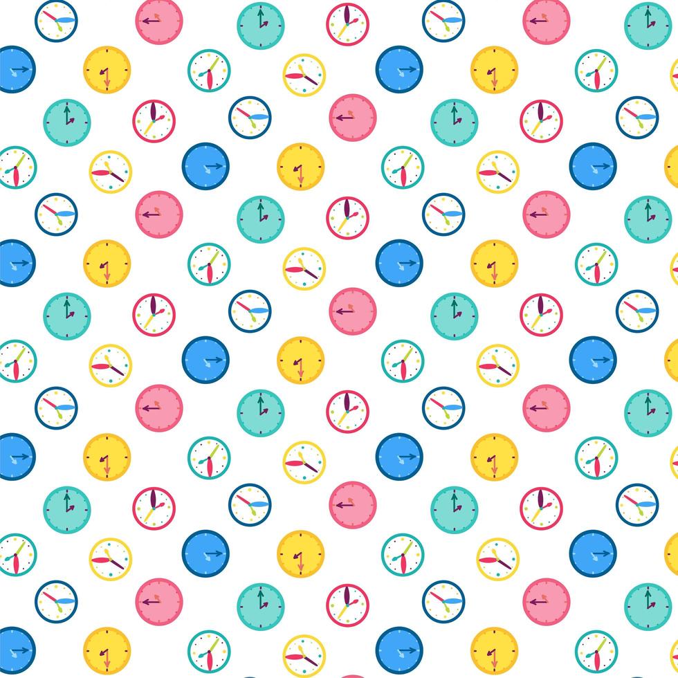 Wall clock vector seamless pattern