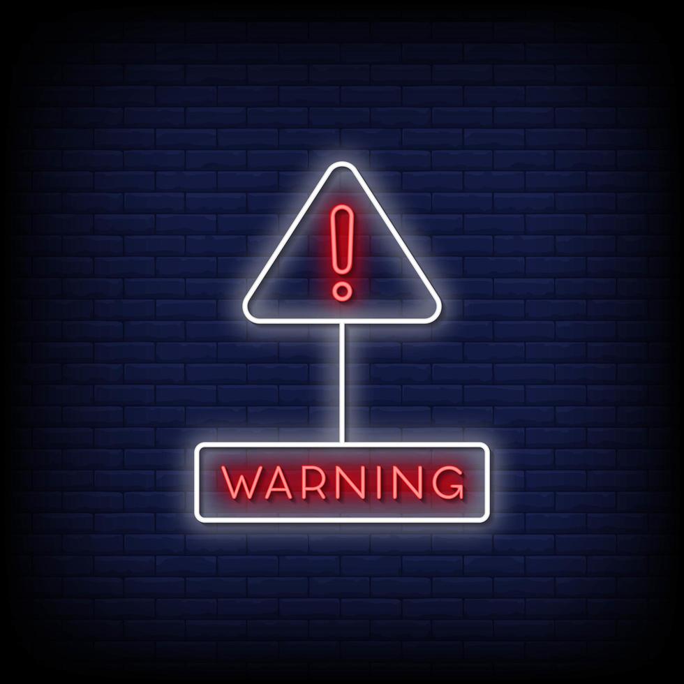 Warning Neon Signs Style Text Vector