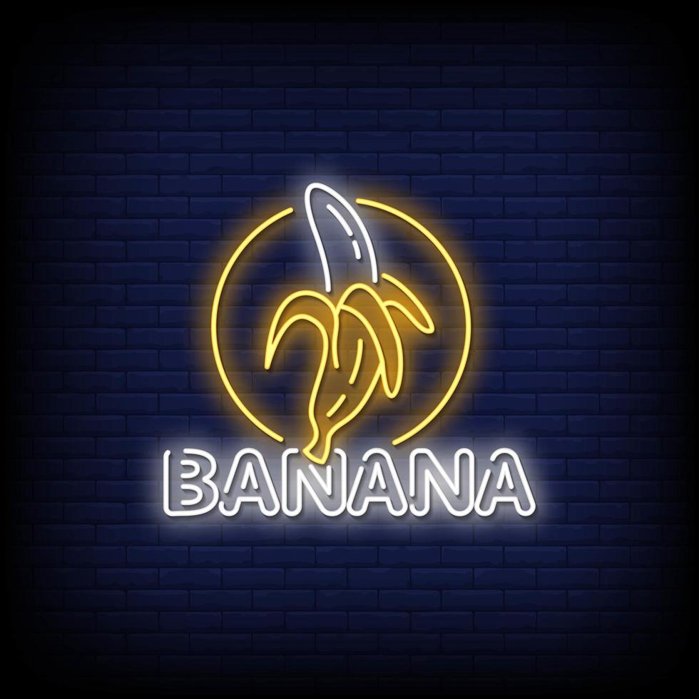vector de texto de estilo de letreros de neón de plátano
