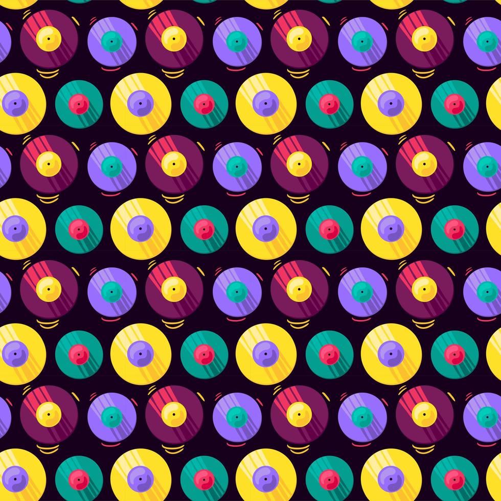 Funny Colorful Musical Vinyl Record Vector Pattern