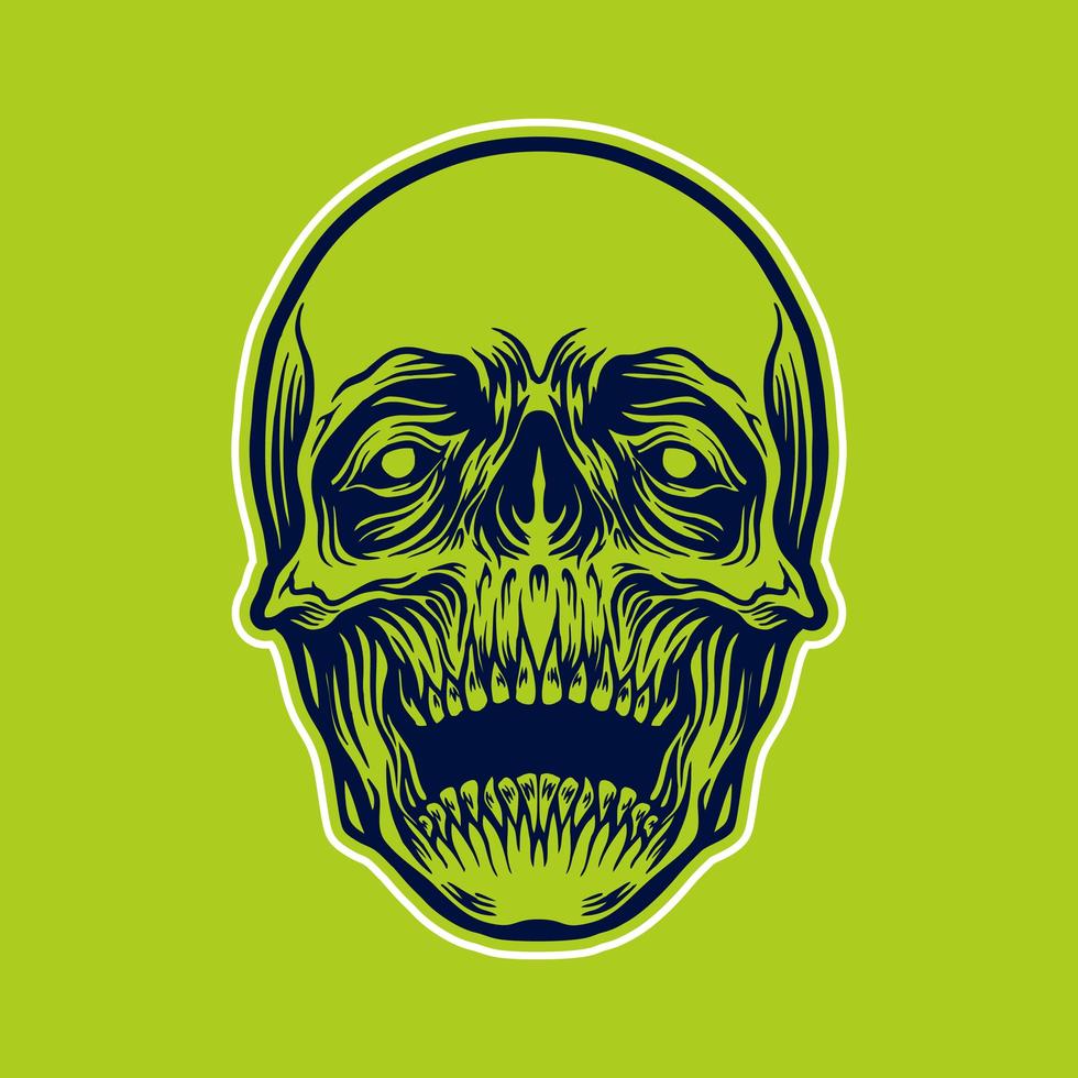 Detailed Skull Head Illustration vector