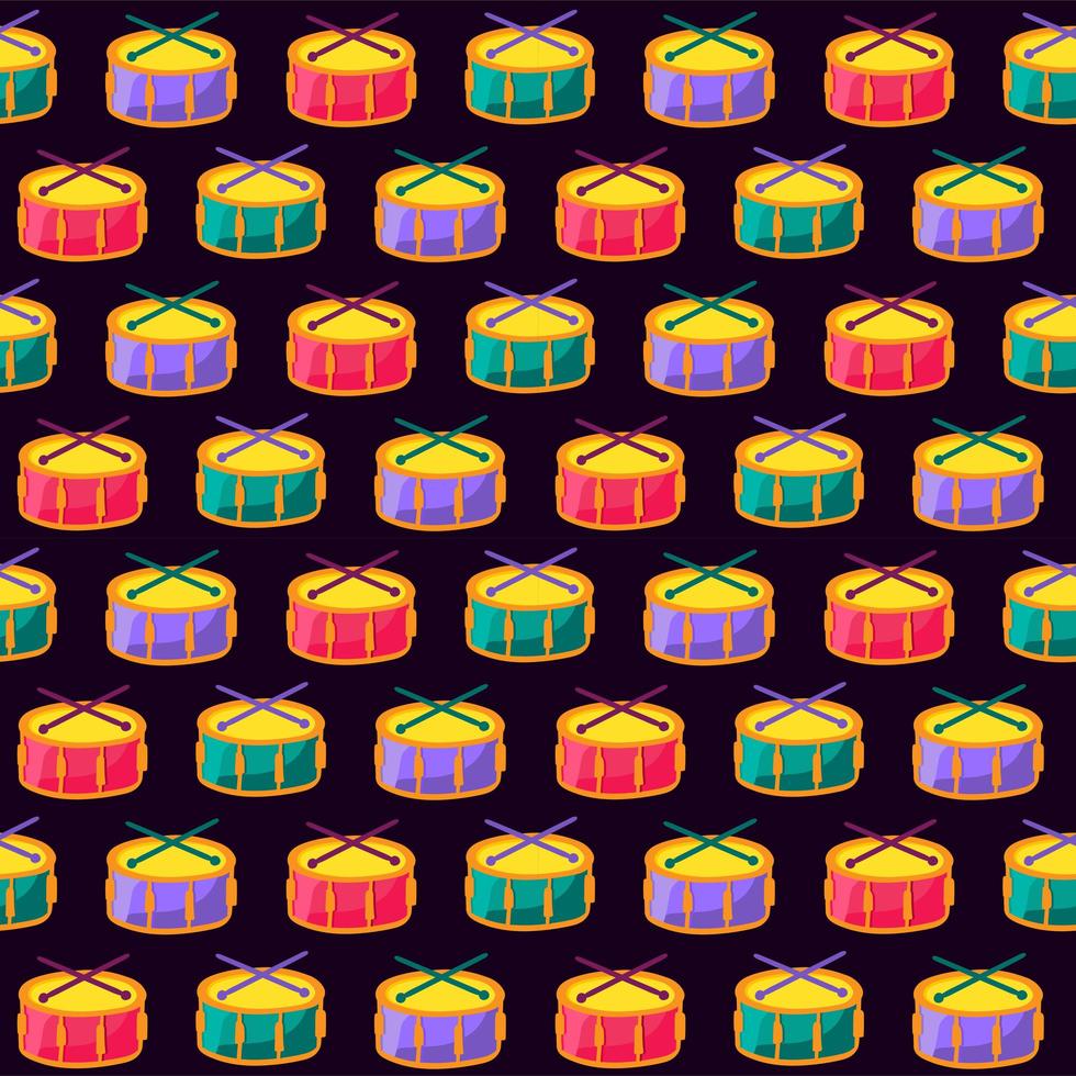 Color Music Drum Isolated Black Background Pattern vector