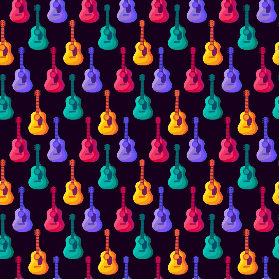 Music Guitar Isolated Black Background Pattern vector