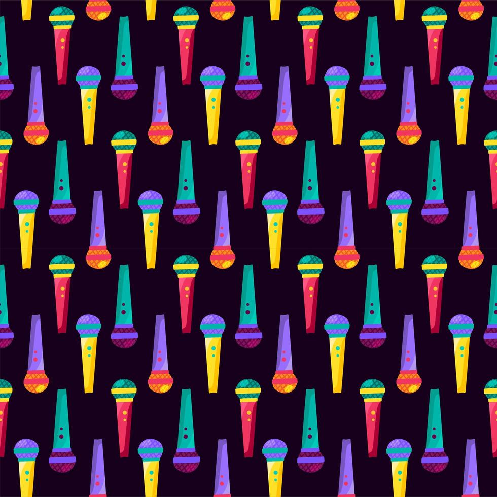 Colorful Musical Hand Microphone Seamless Pattern vector