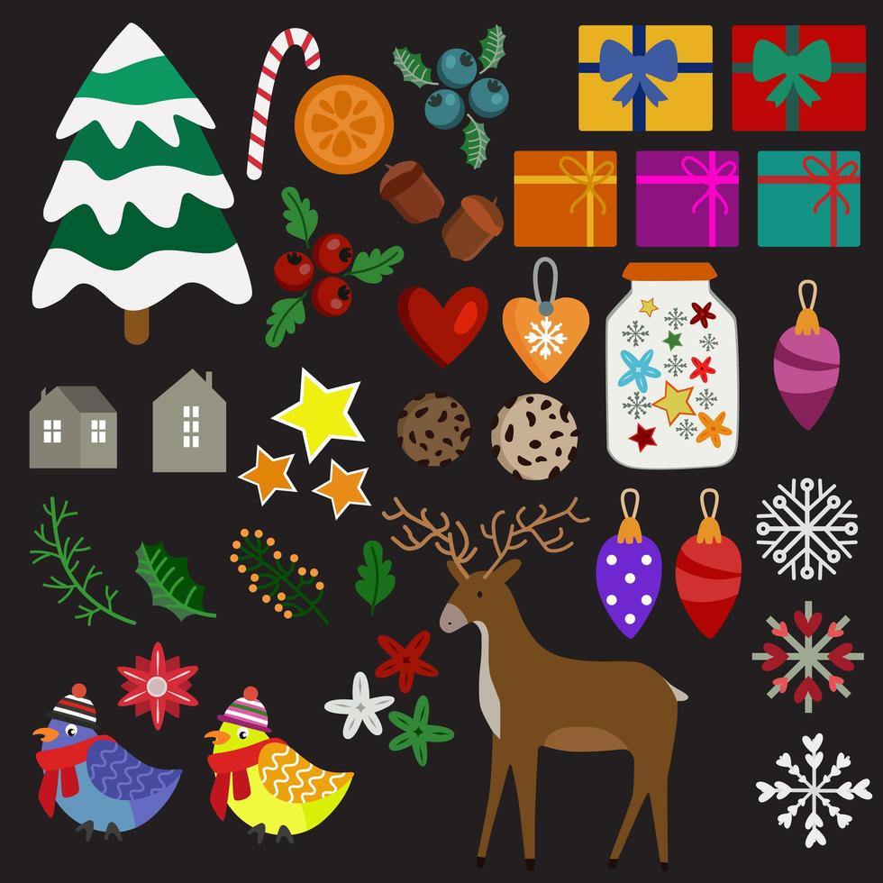 christmas elements in flat style vector