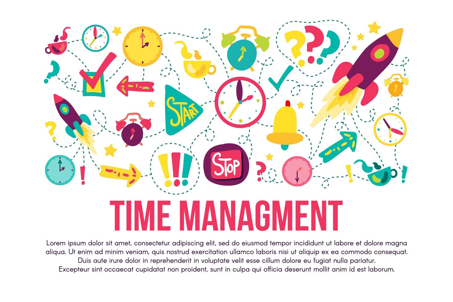 Time management stickers set set vector