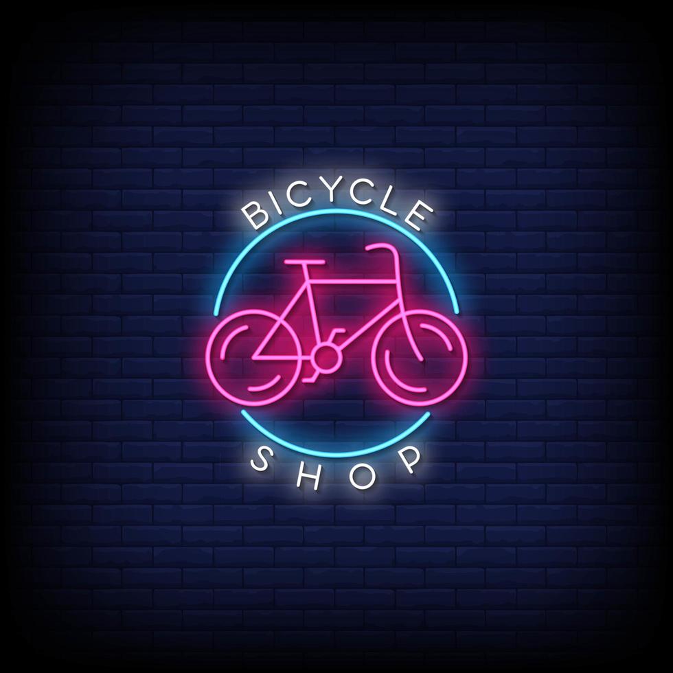 Bicycle Shop Neon Signs Style Text Vector