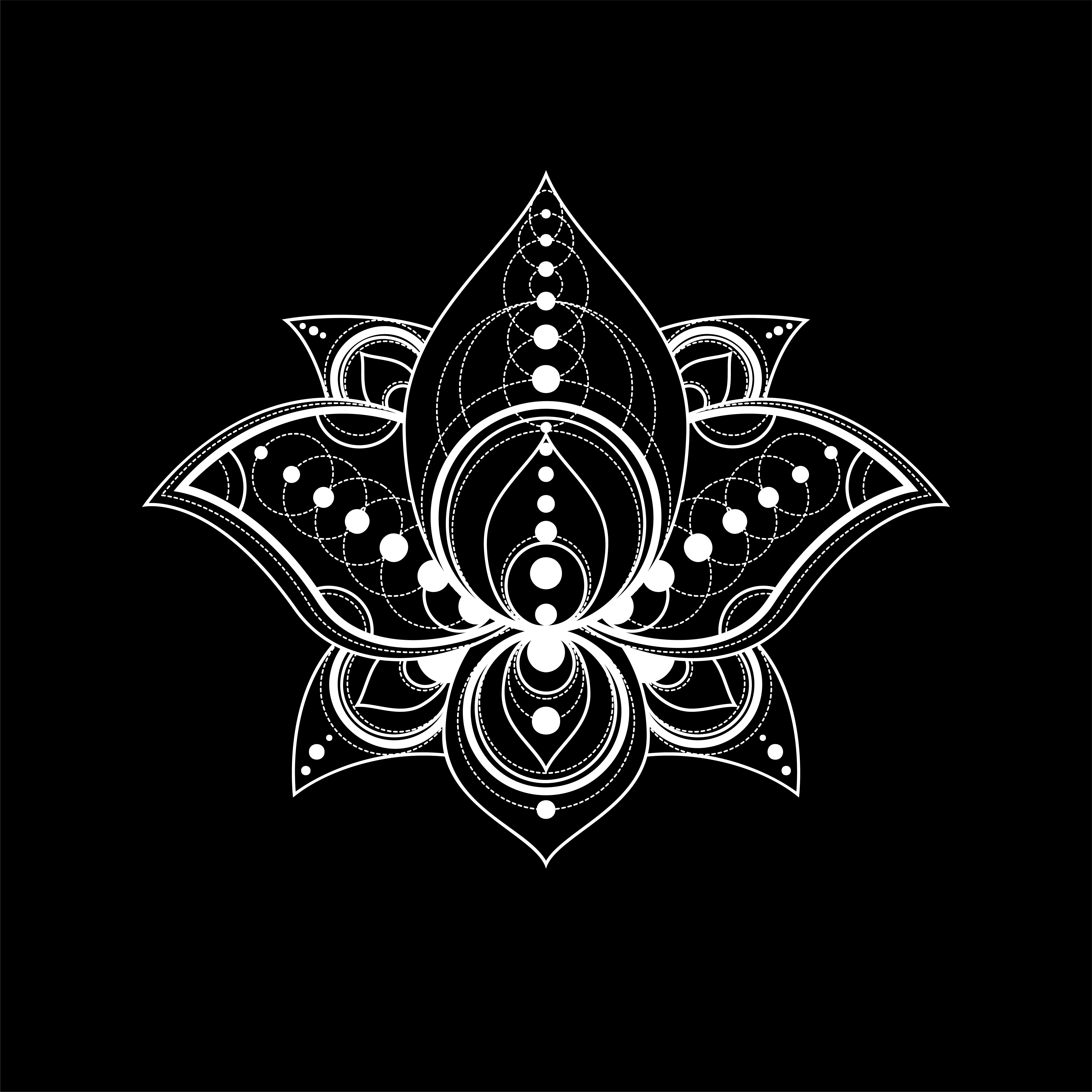 Lotus flower with geometric ornament vector linear illustration 1933278