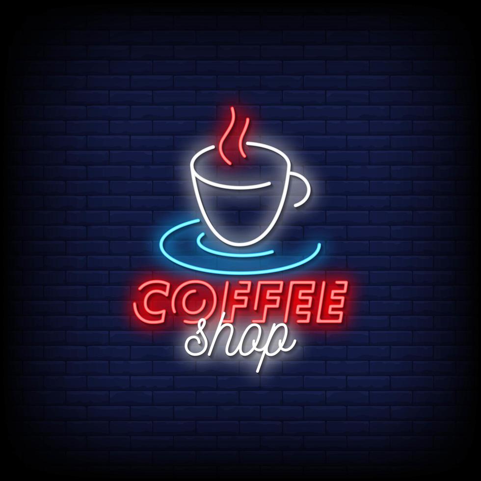 Coffee Shop Neon Signs Style Text Vector