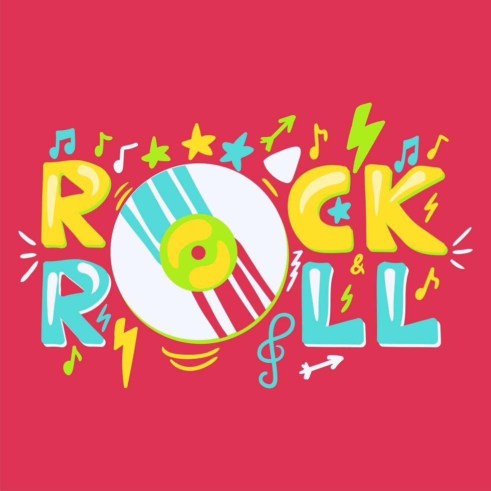 letras de vector de dibujos animados de rock n roll