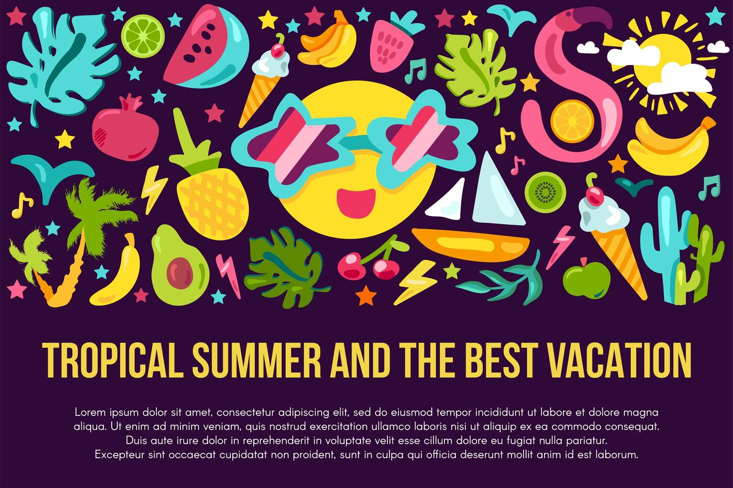 Summer vacation flat banner template vector