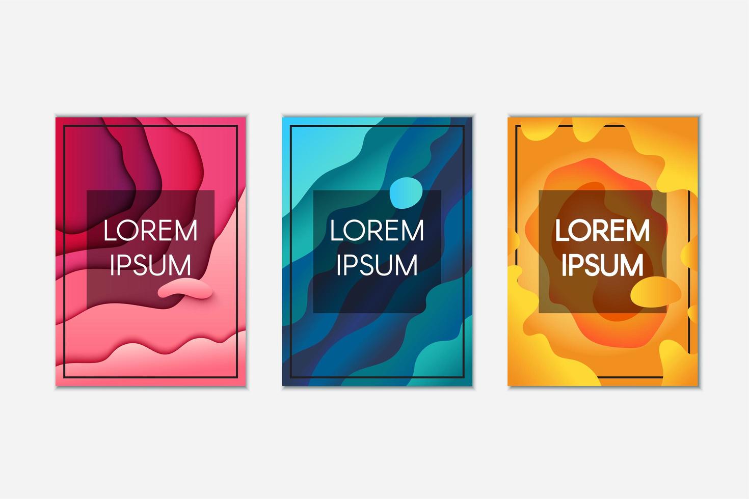 Abstract papercut banner set vector