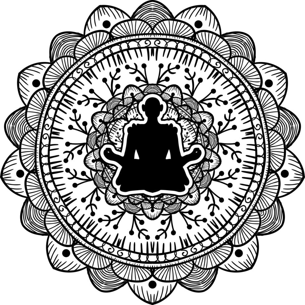 Yogi sitting in lotus pose black silhouette vector