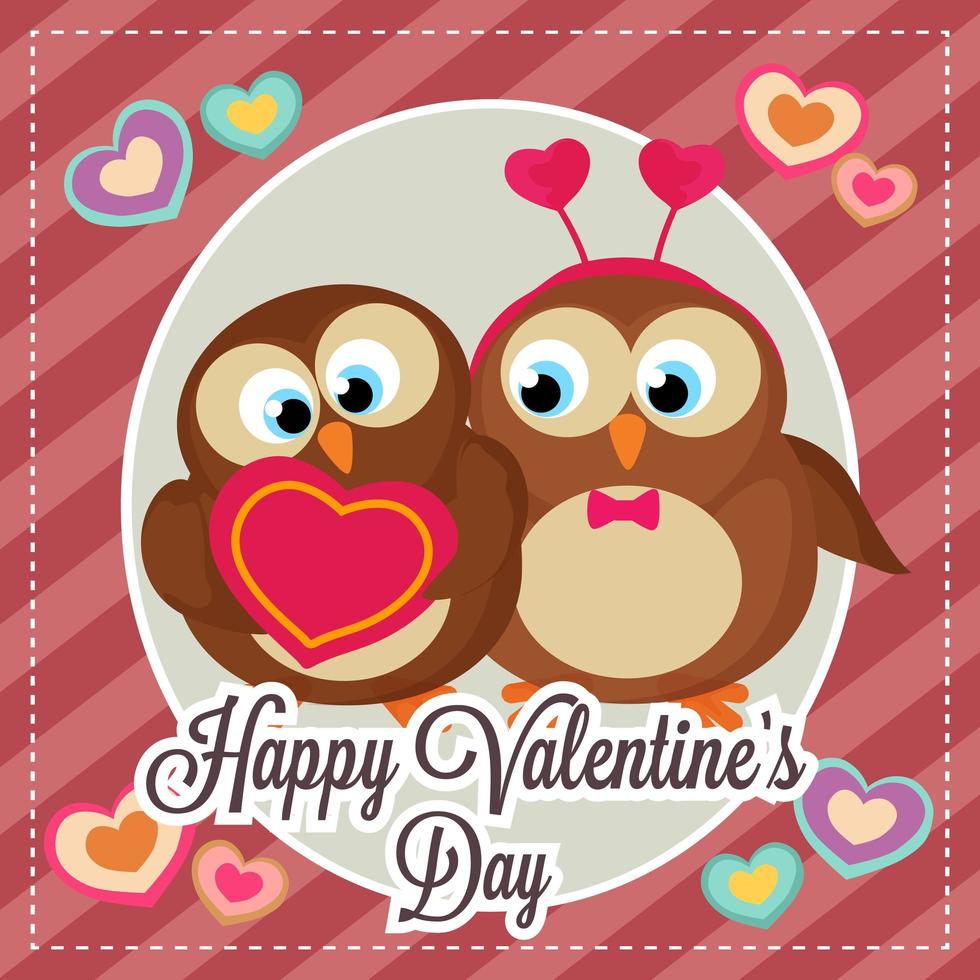 happy valentine's day card with bird couple vector