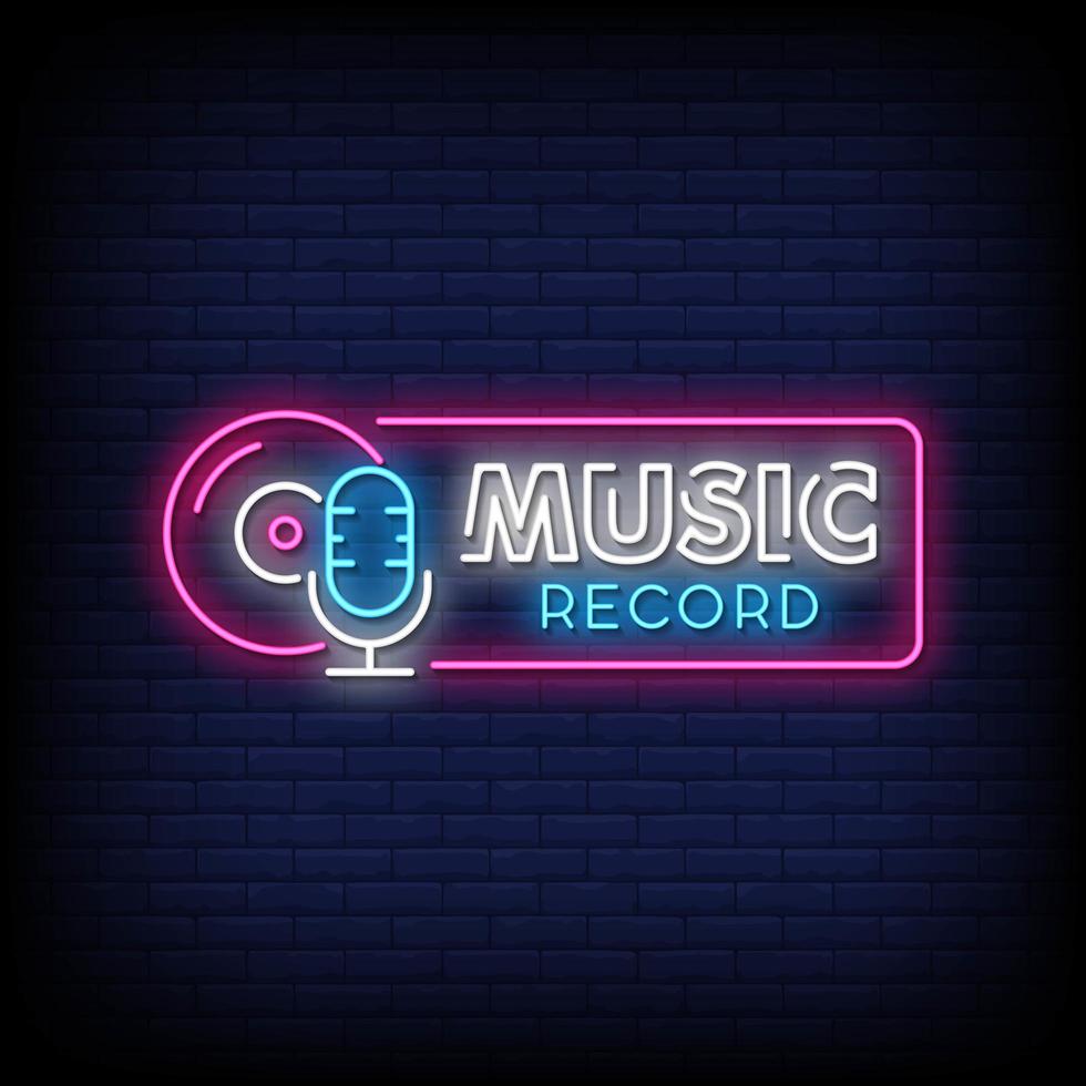 Music Record Neon Signs Style Text Vector