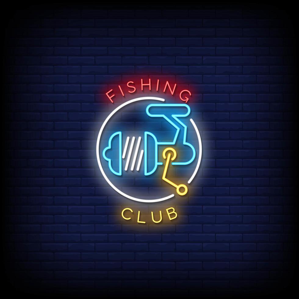 Fishing Club Neon Signs Style Text Vector