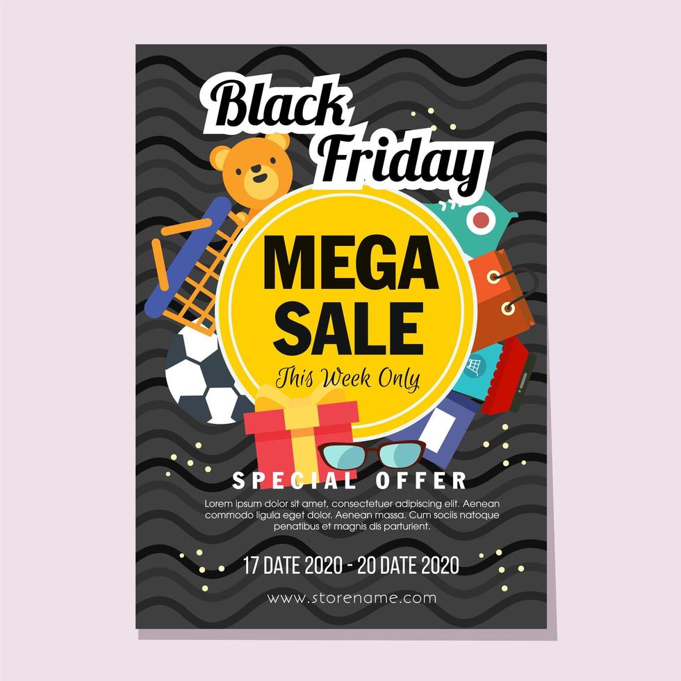 viernes negro compras mega ventas en estilo plano vector