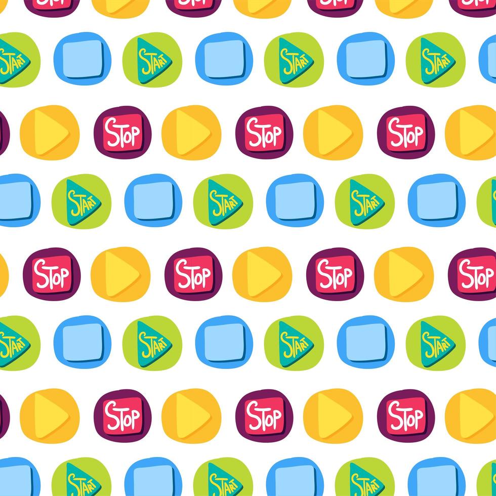 Play and pause buttons vector seamless pattern