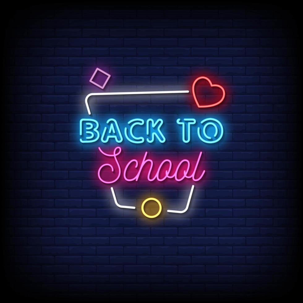 Back to School Neon Signs Style Text Vector