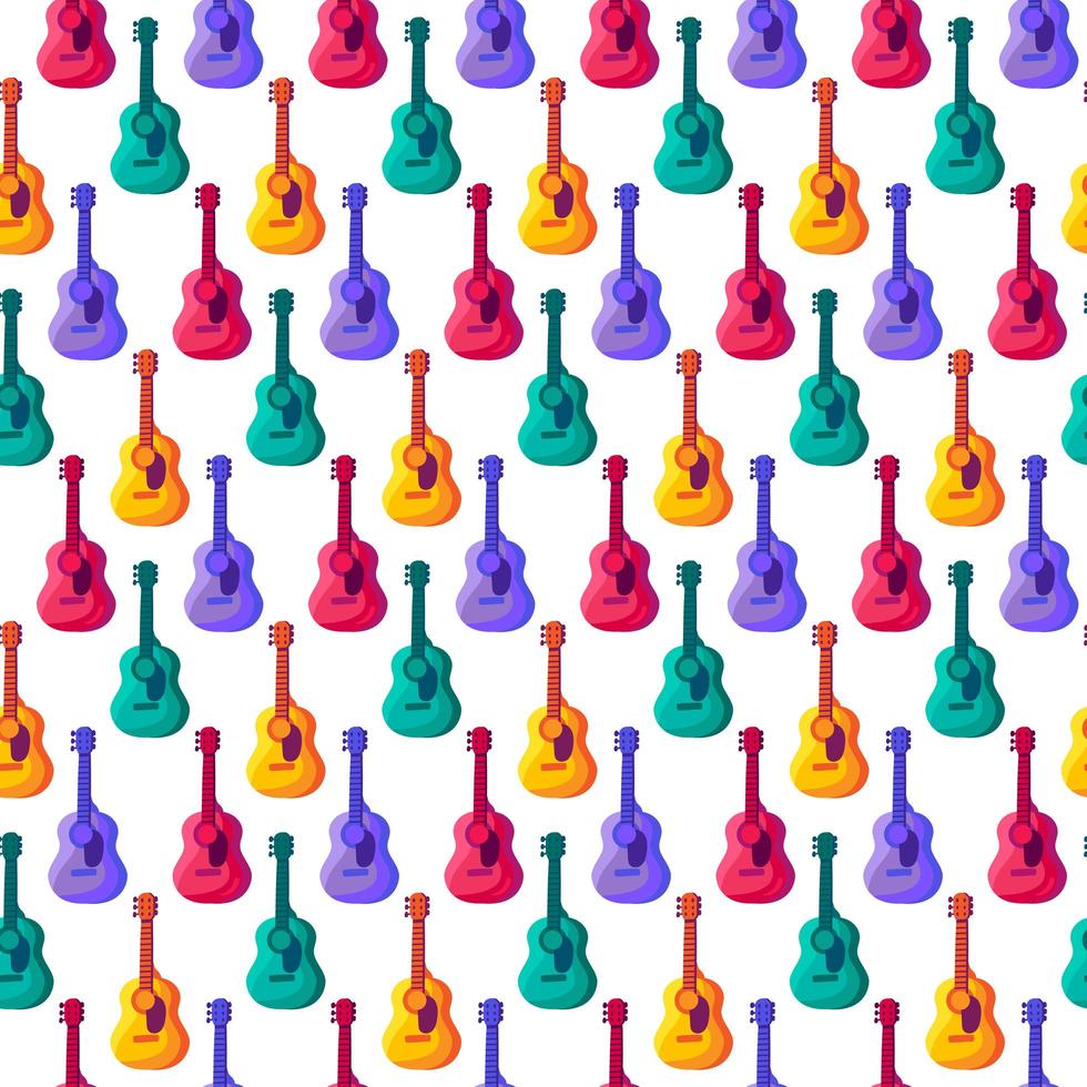 Guitar flat vector seamless pattern