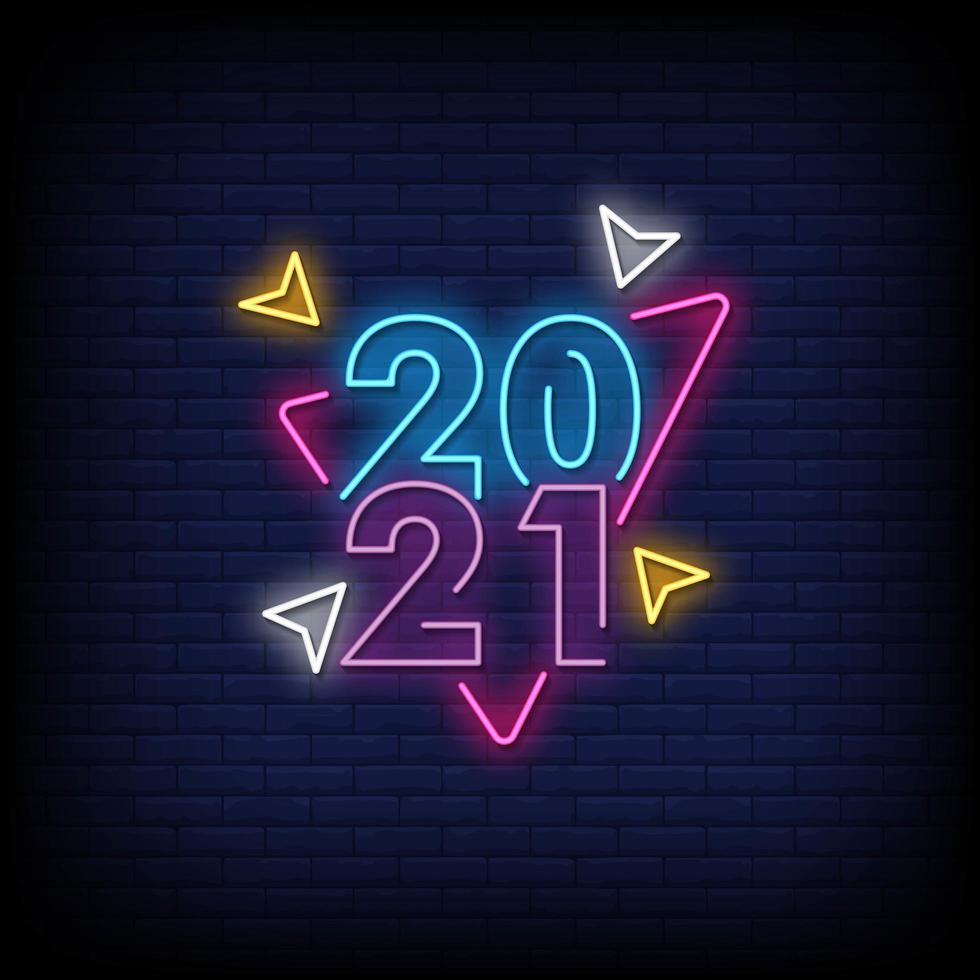 2021 Neon Signs Style Text Vector