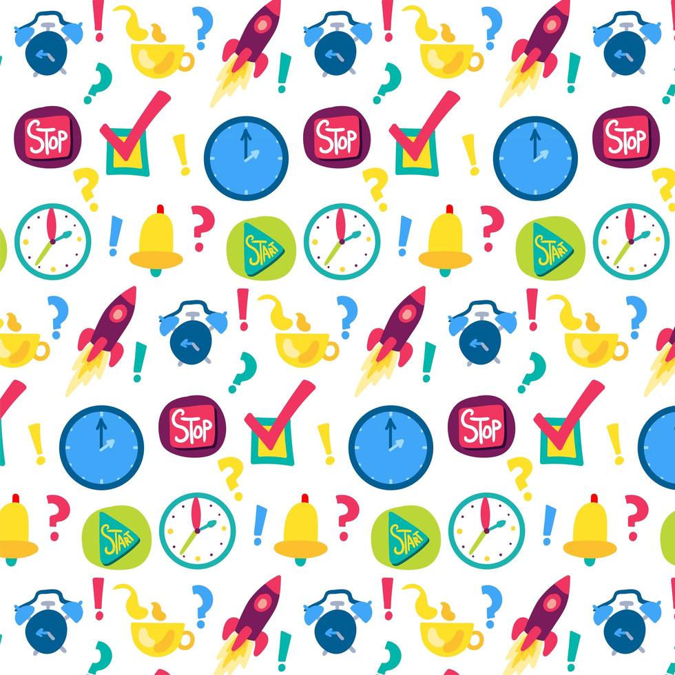 Time management vector seamless pattern