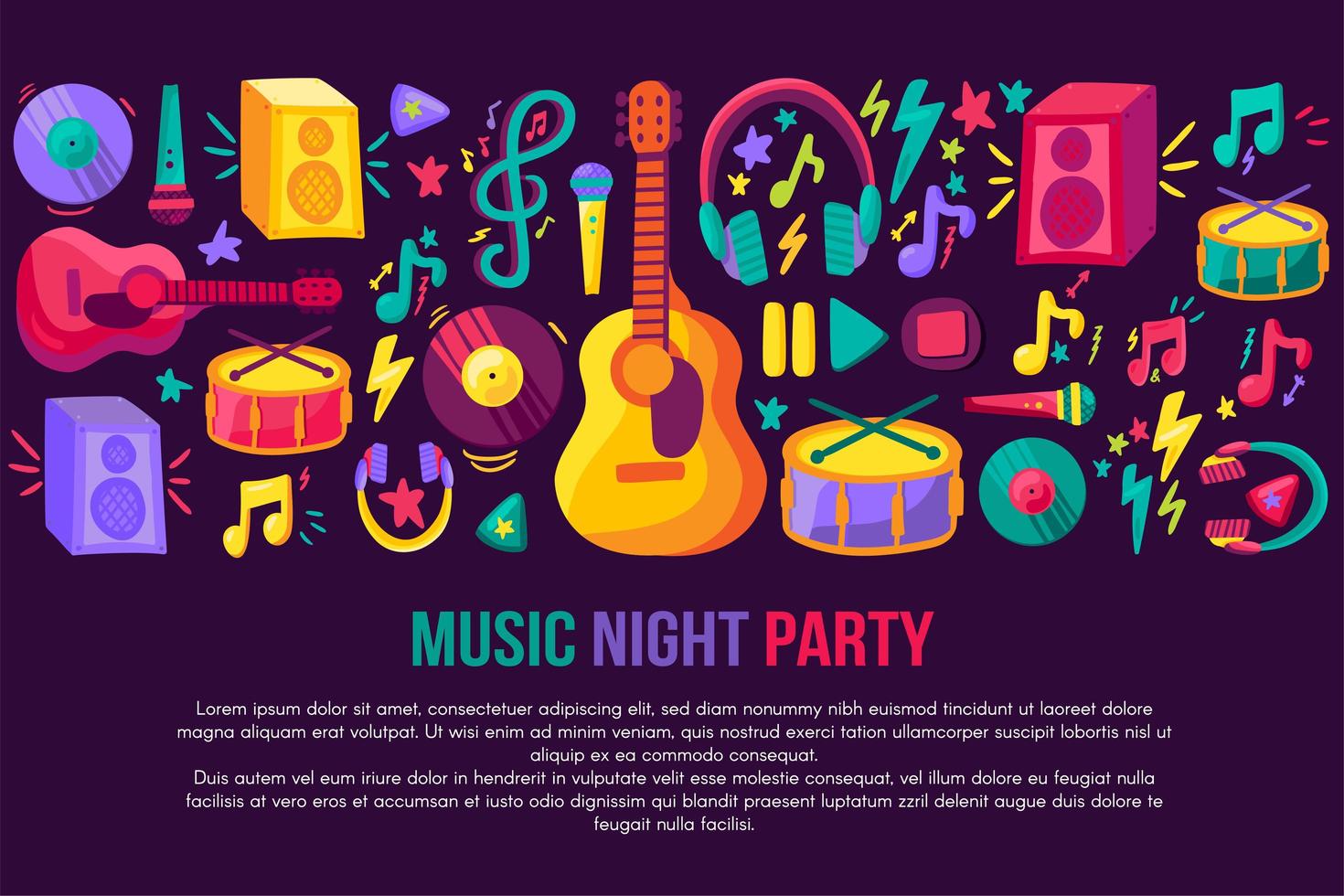 Musical festival invitation vector template