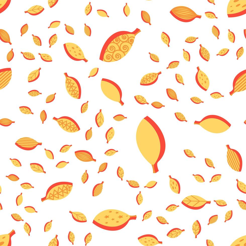 naranja, estilizado, hojas, color, seamless, vector, patrón vector