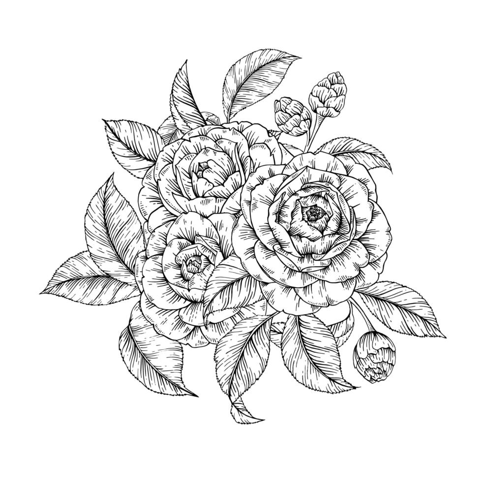 Floral camellia print vector