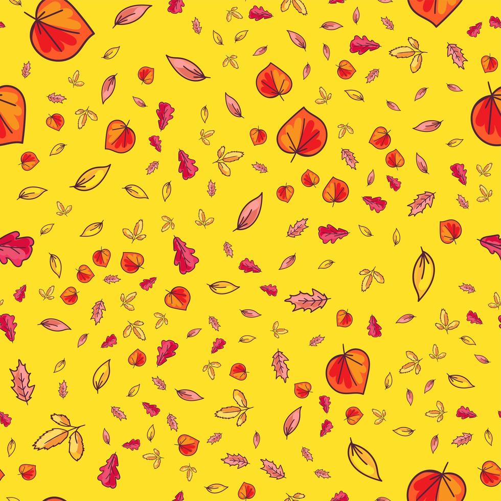 Autumn foliage hand drawn seamless pattern vector