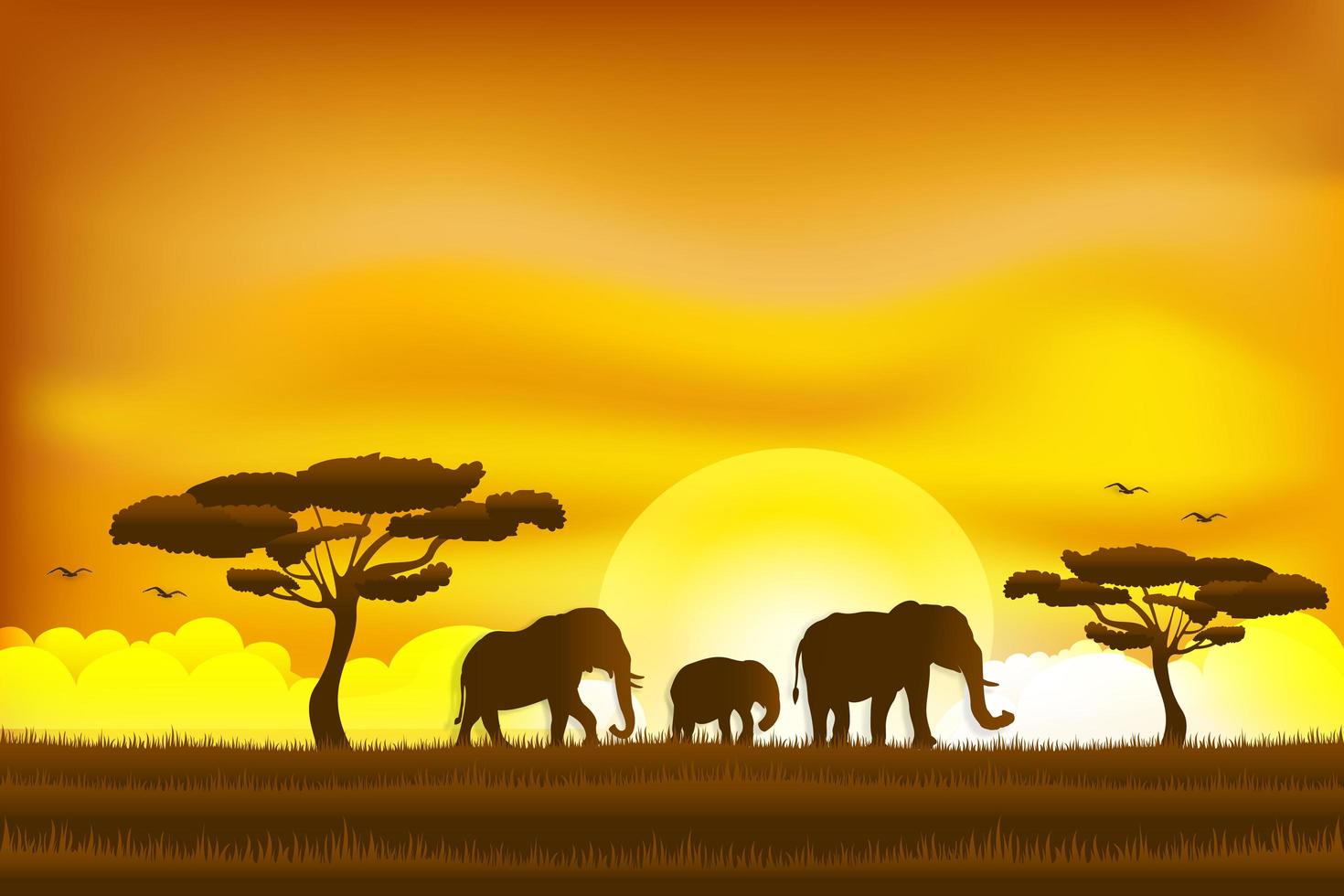 Paper art and digital craft style for world elephant day vector