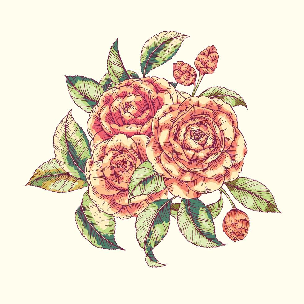 Floral camellia print vector