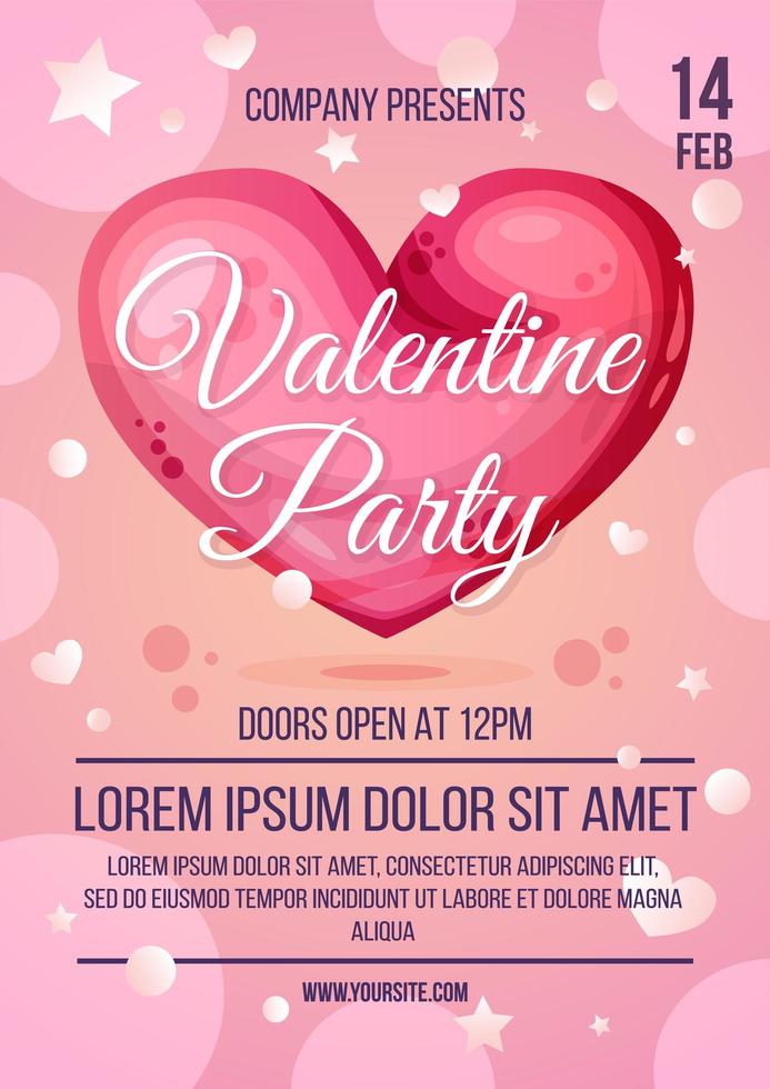 Valentines Day party invitation poster template vector