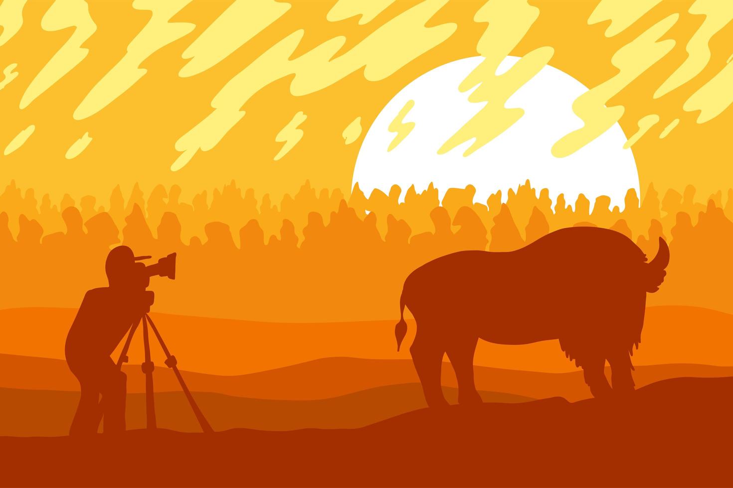 Wildlife, nature photographer flat vector illustration