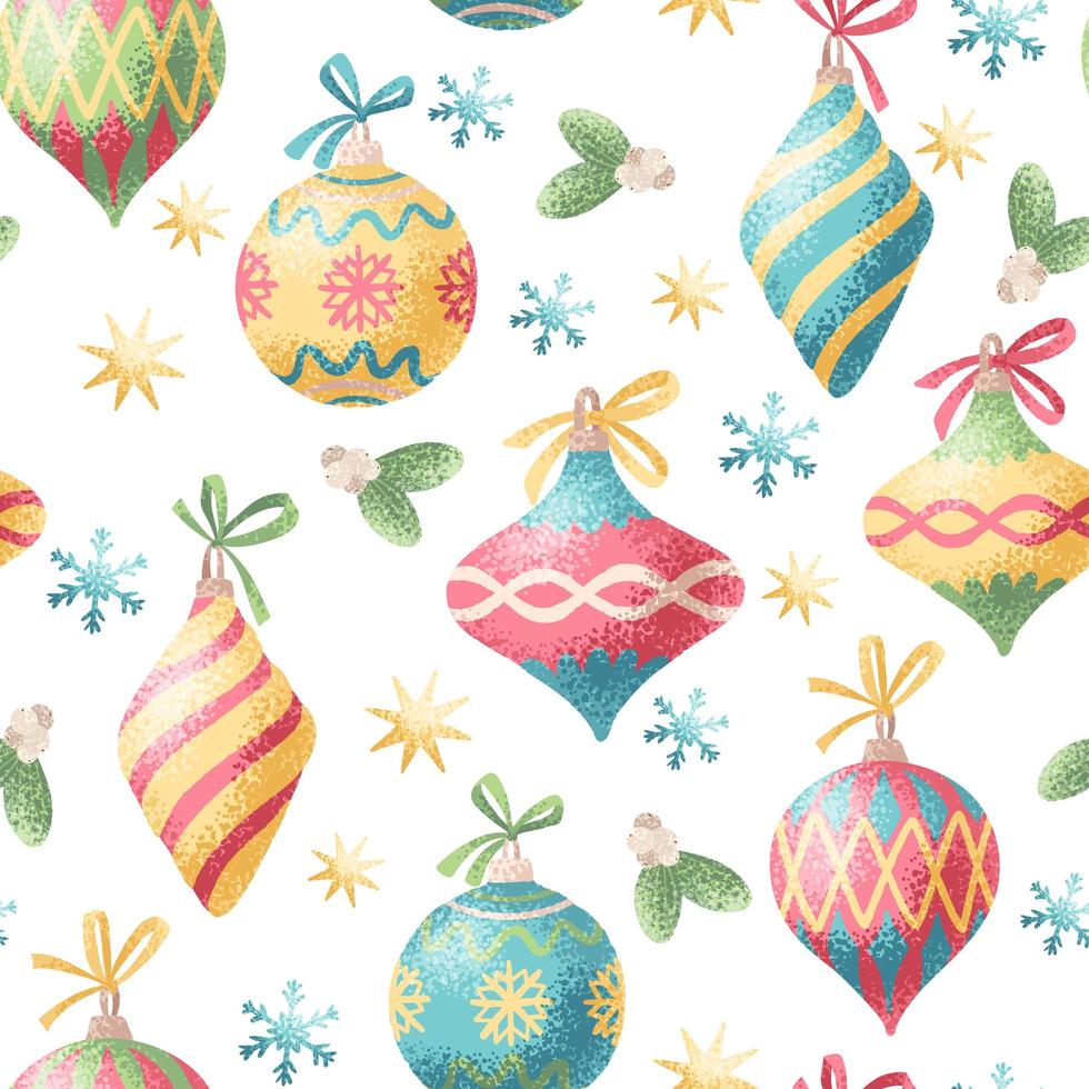 Seamless Christmas decoration watercolor style pattern vector