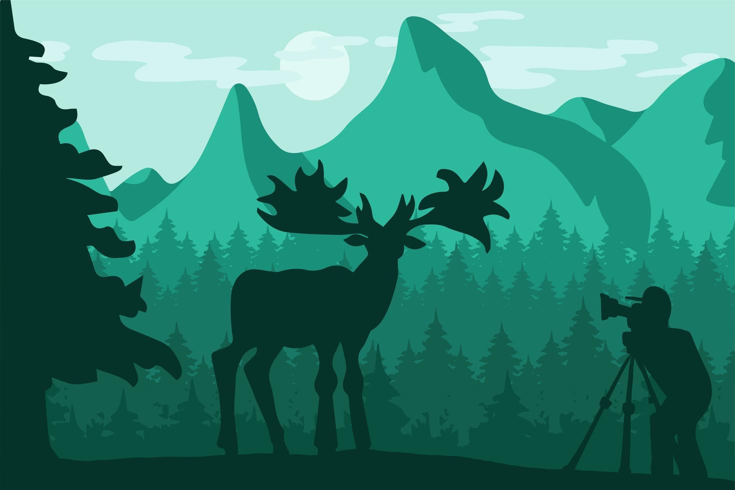 Wildlife, nature photographer flat vector illustration