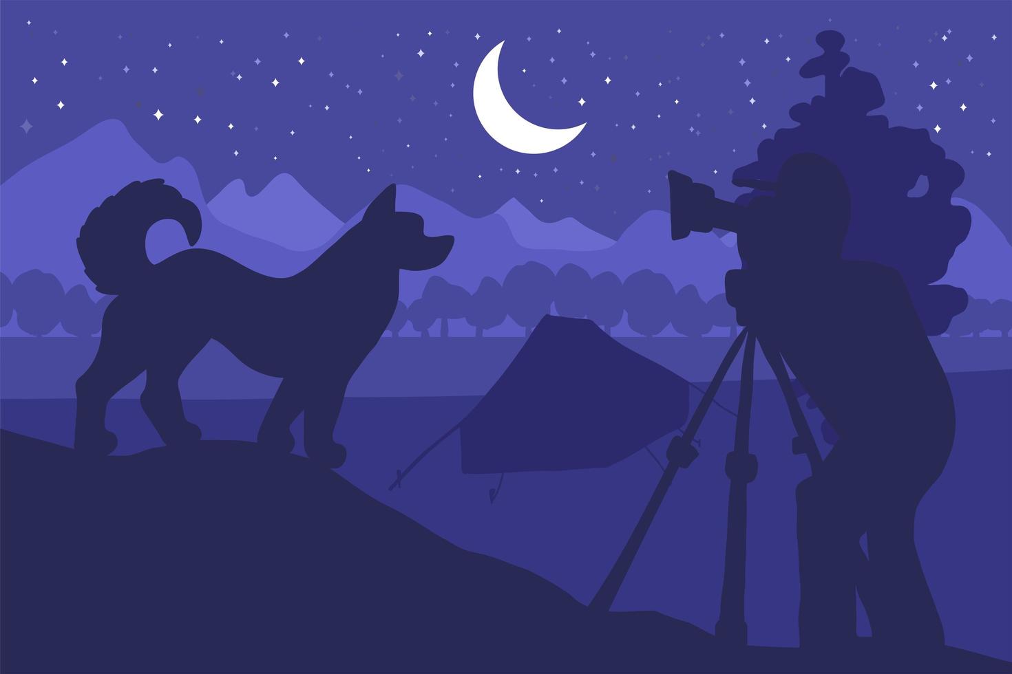 Wildlife, nature photographer flat vector illustration