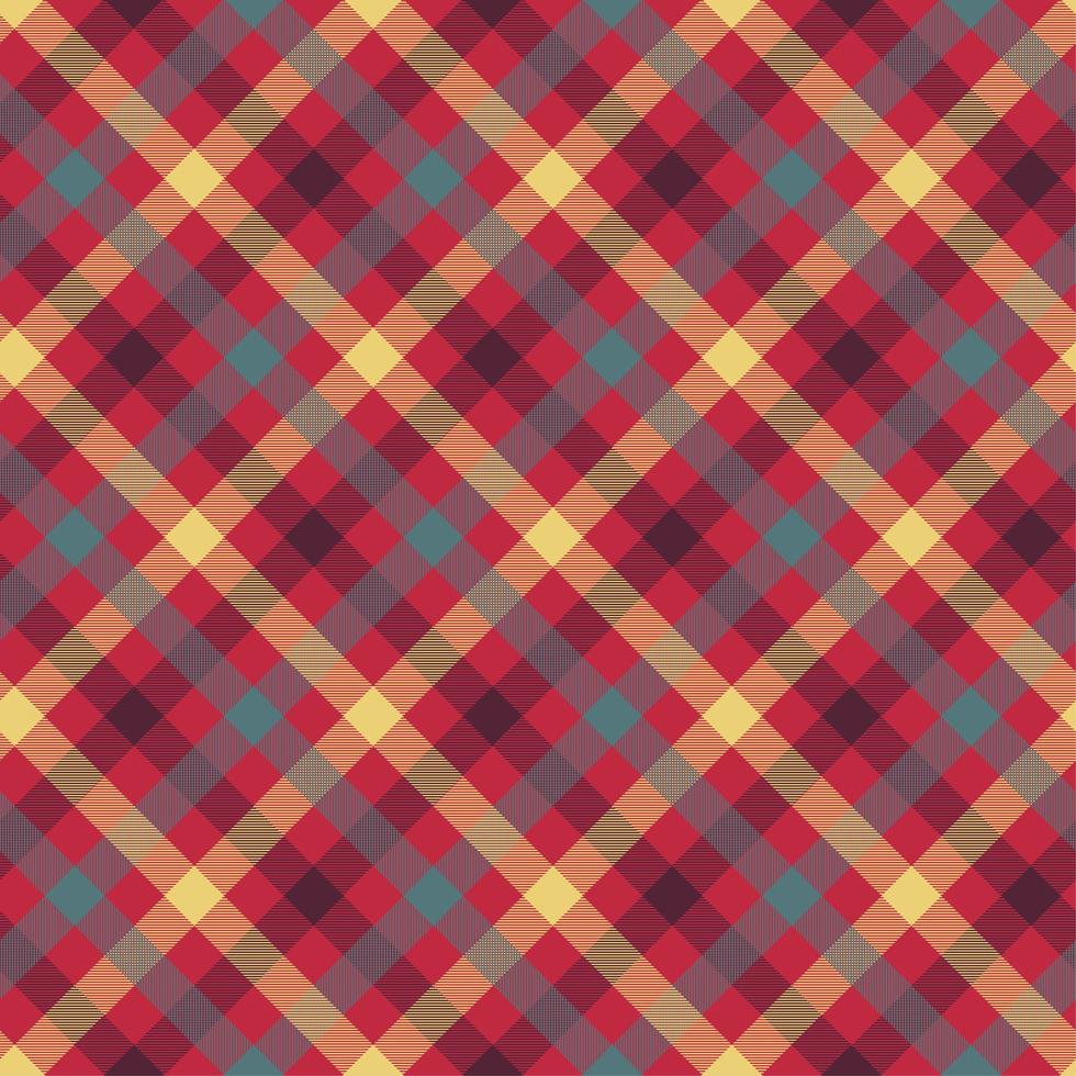 Plaid red color seamless vector pattern