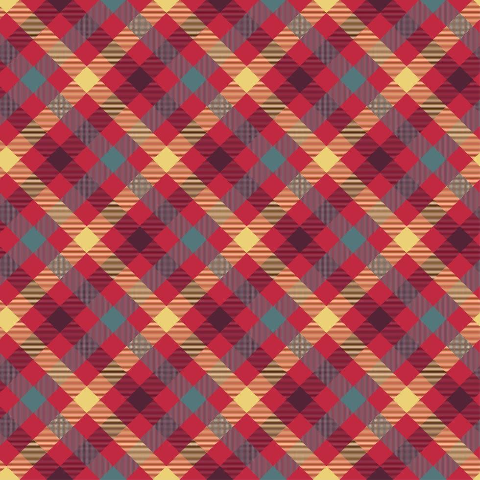 Plaid red color seamless vector pattern