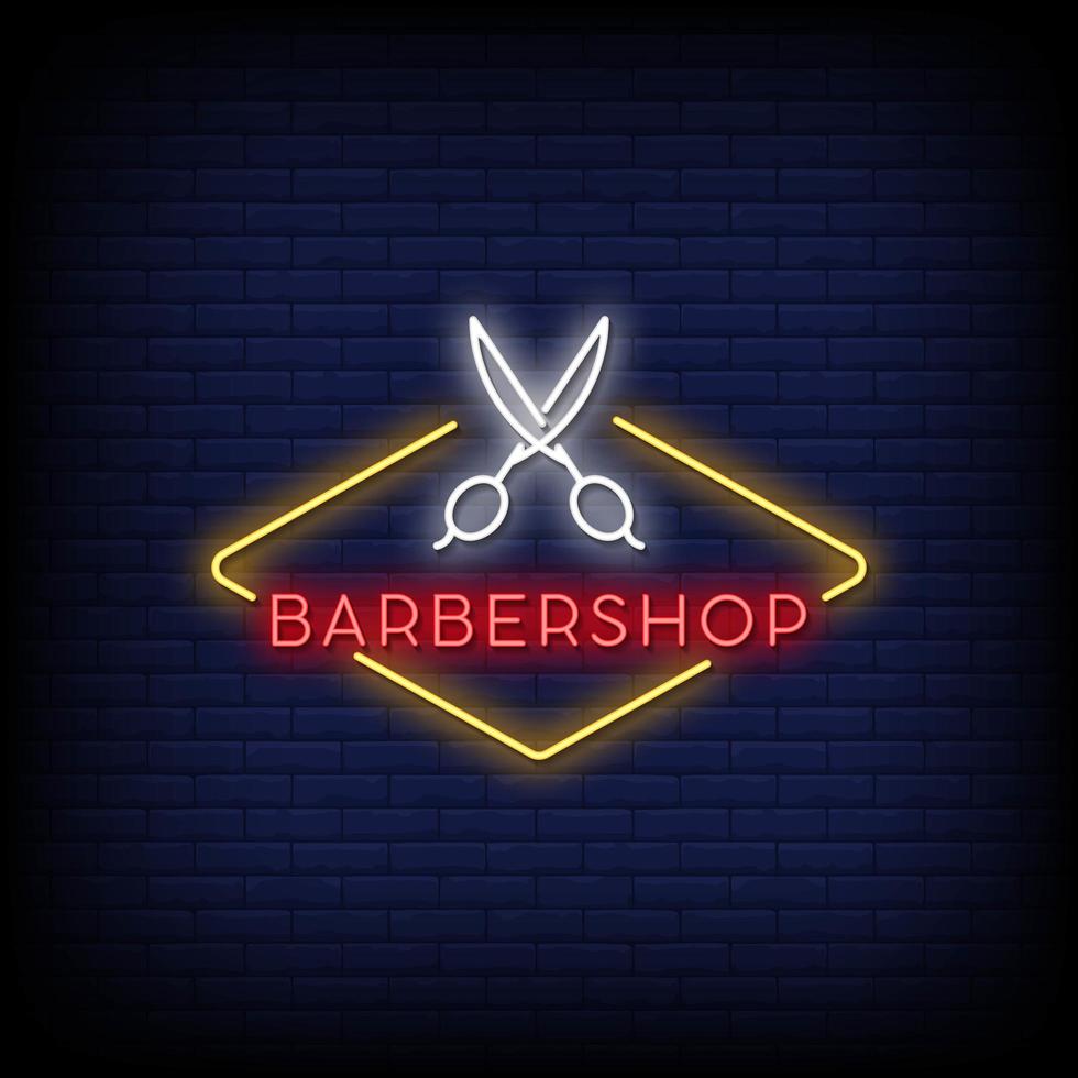 Barber Shop Neon Signs Style Text Vector