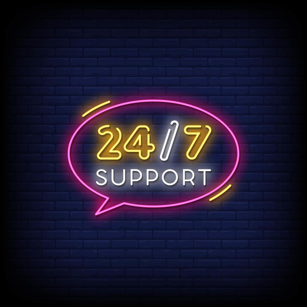 support Neon Signs Style Text Vector