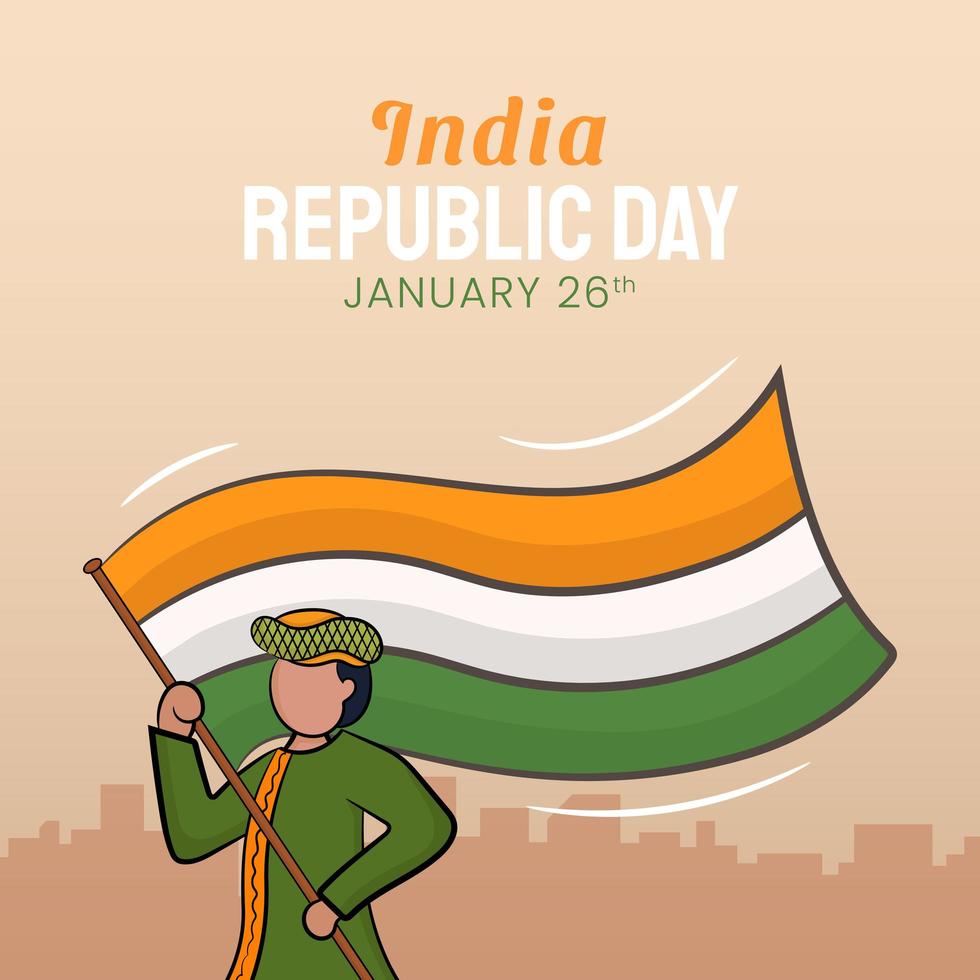 dibujado a mano ilustración del día de la república india vector