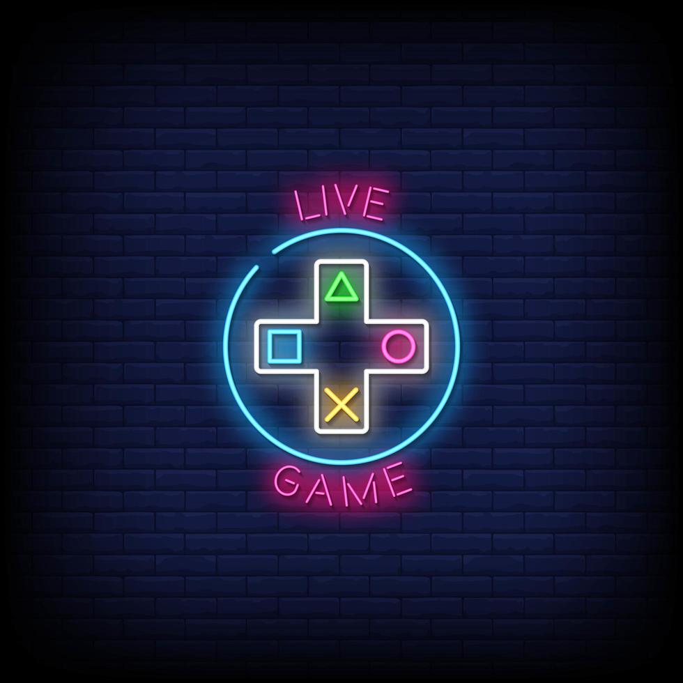 Live Game Neon Signs Style Text Vector