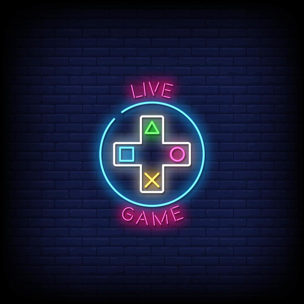 Live Game Neon Signs Style Text Vector