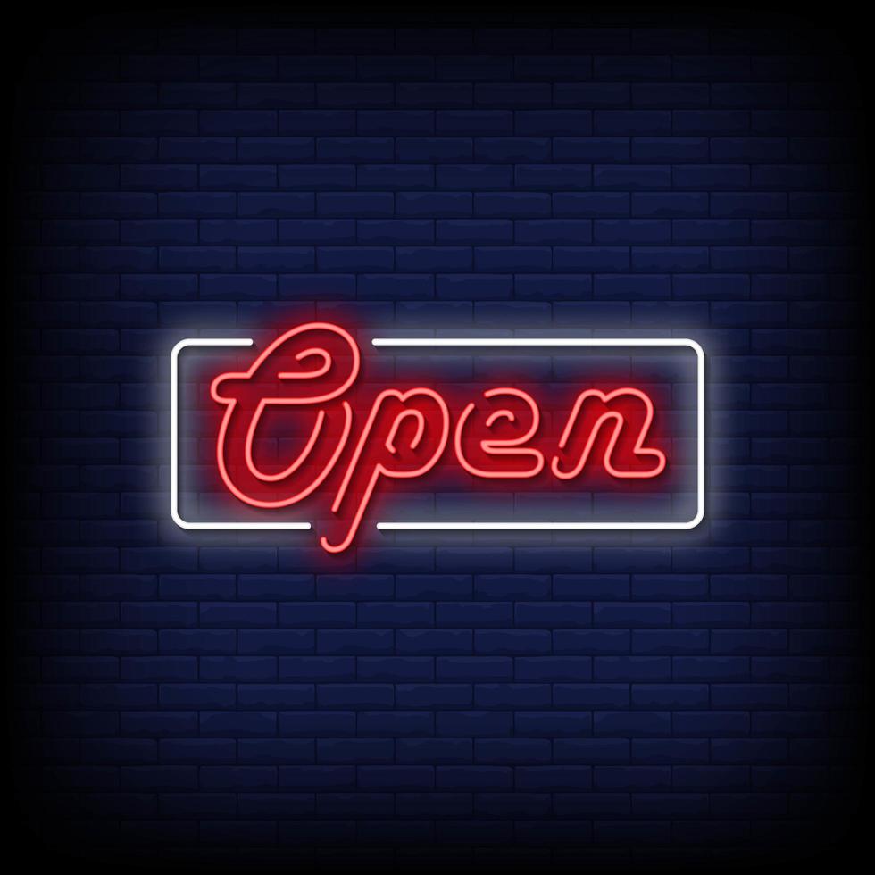 Open Neon Signs Style Text Vector