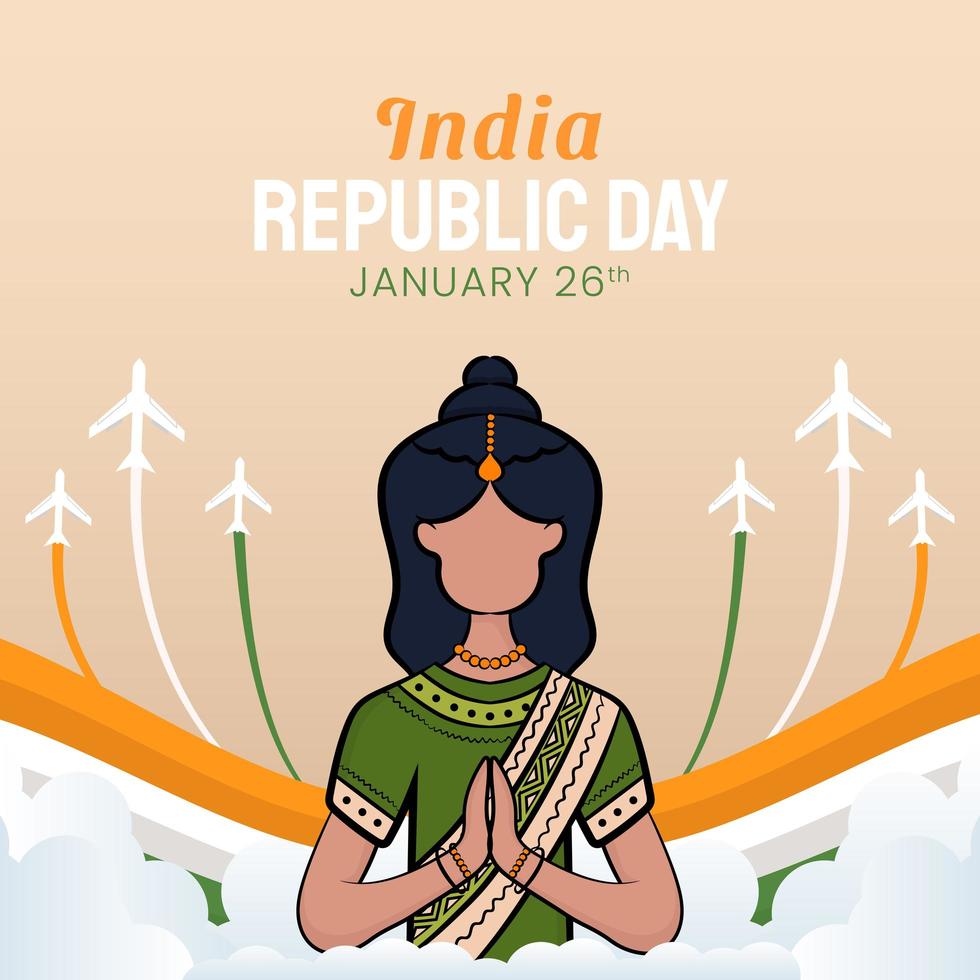 dibujado a mano ilustración del día de la república india vector