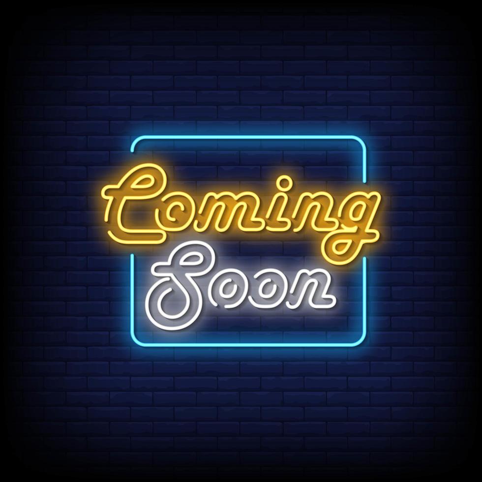 Coming Soon Neon Signs Style Text Vector