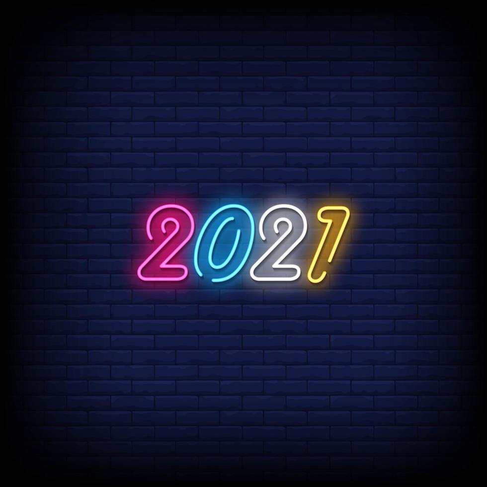 2021 Neon Signs Style Text Vector