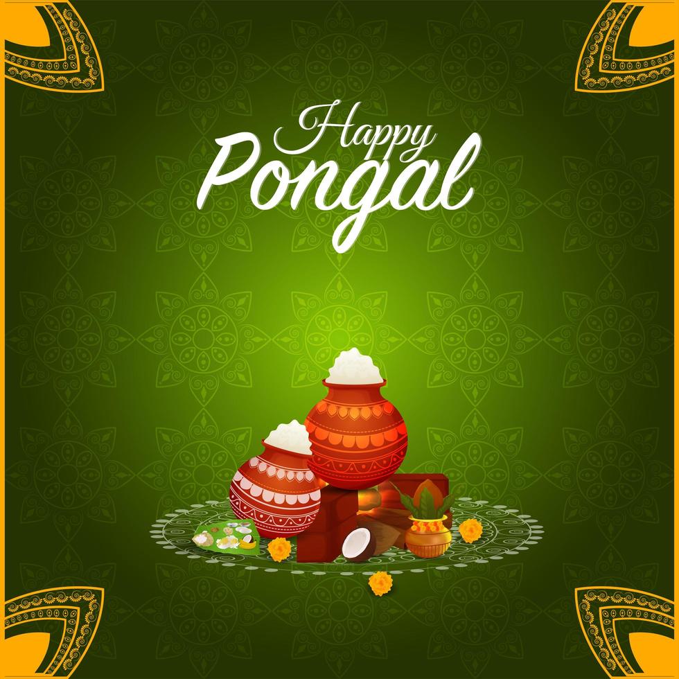 feliz celebración de saludos pongal vector